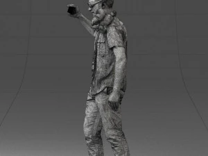 000304 Detective with Parrot 1101 3D Model