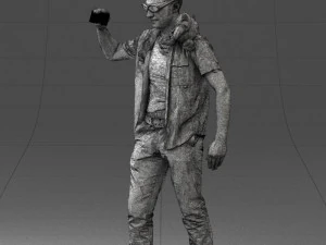000304 Detective with Parrot 1101 3D Model
