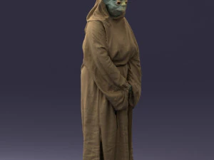 000305 Alien Monk with Staff 1101 3D Model