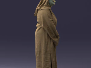 000305 Alien Monk with Staff 1101 3D Model