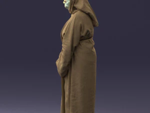 000305 Alien Monk with Staff 1101 3D Model