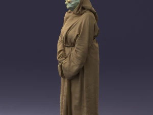 000305 Alien Monk with Staff 1101 3D Model