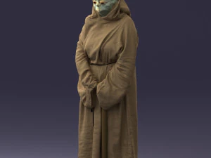 000305 Alien Monk with Staff 1101 3D Model