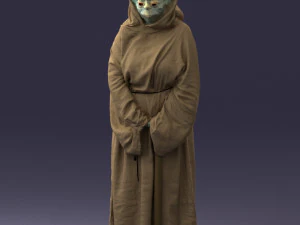 000305 Alien Monk with Staff 1101 3D Model