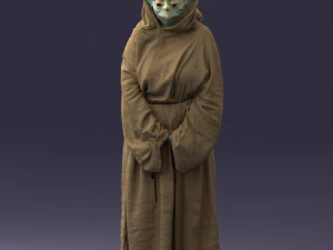 000305 Alien Monk with Staff 1101 3D Model
