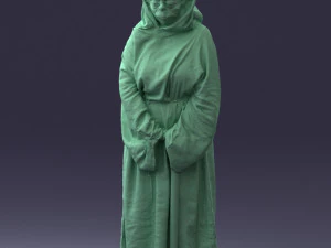 000305 Alien Monk with Staff 1101 3D Model