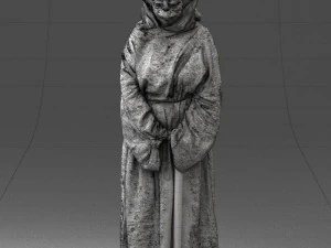 000305 Alien Monk with Staff 1101 3D Model