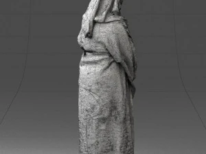 000305 Alien Monk with Staff 1101 3D Model
