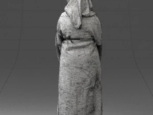 000305 Alien Monk with Staff 1101 3D Model