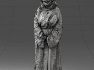 000305 Alien Monk with Staff 1101 3D Model