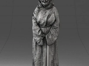 000305 Alien Monk with Staff 1101 3D Model