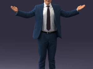 000297 Businessman in Blue Suit with Open Arms 1016 3D Model