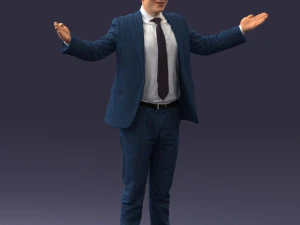 000297 Businessman in Blue Suit with Open Arms 1016 3D Model