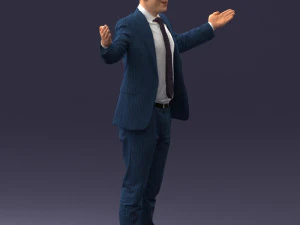 000297 Businessman in Blue Suit with Open Arms 1016 3D Model