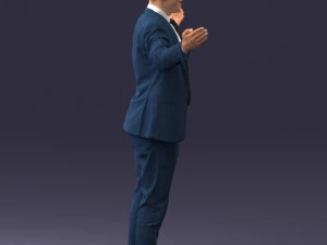 000297 Businessman in Blue Suit with Open Arms 1016 3D Model
