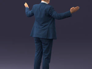 000297 Businessman in Blue Suit with Open Arms 1016 3D Model