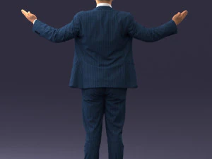 000297 Businessman in Blue Suit with Open Arms 1016 3D Model