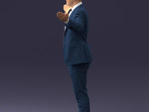 000297 Businessman in Blue Suit with Open Arms 1016 3D Model