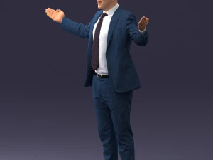 000297 Businessman in Blue Suit with Open Arms 1016 3D Model