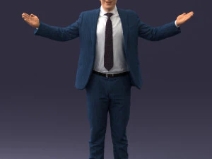 000297 Businessman in Blue Suit with Open Arms 1016 3D Model