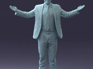 000297 Businessman in Blue Suit with Open Arms 1016 3D Model