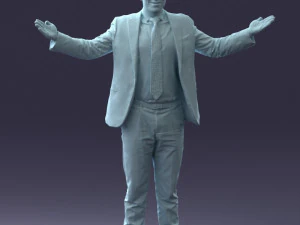 000297 Businessman in Blue Suit with Open Arms 1016 3D Model