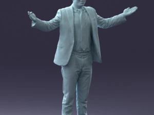 000297 Businessman in Blue Suit with Open Arms 1016 3D Model