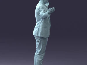 000297 Businessman in Blue Suit with Open Arms 1016 3D Model