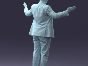 000297 Businessman in Blue Suit with Open Arms 1016 3D Model