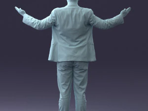 000297 Businessman in Blue Suit with Open Arms 1016 3D Model