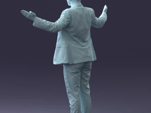 000297 Businessman in Blue Suit with Open Arms 1016 3D Model