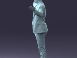 000297 Businessman in Blue Suit with Open Arms 1016 3D Model