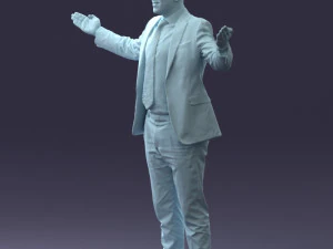 000297 Businessman in Blue Suit with Open Arms 1016 3D Model