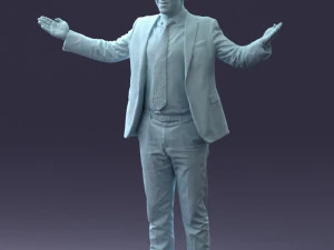 000297 Businessman in Blue Suit with Open Arms 1016 3D Model