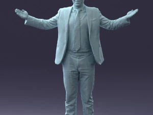 000297 Businessman in Blue Suit with Open Arms 1016 3D Model