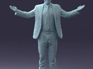 000297 Businessman in Blue Suit with Open Arms 1016 3D Model