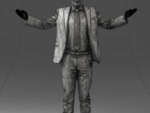 000297 Businessman in Blue Suit with Open Arms 1016 3D Model