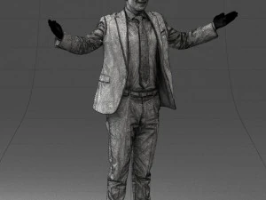 000297 Businessman in Blue Suit with Open Arms 1016 3D Model