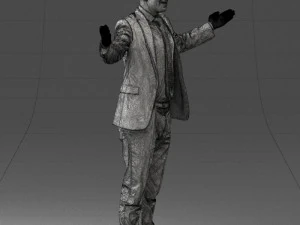 000297 Businessman in Blue Suit with Open Arms 1016 3D Model