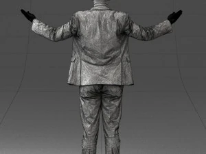 000297 Businessman in Blue Suit with Open Arms 1016 3D Model