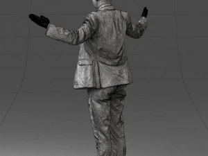 000297 Businessman in Blue Suit with Open Arms 1016 3D Model