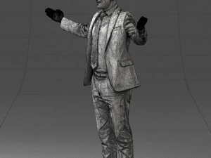 000297 Businessman in Blue Suit with Open Arms 1016 3D Model