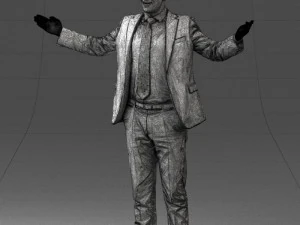 000297 Businessman in Blue Suit with Open Arms 1016 3D Model