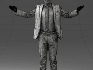 000297 Businessman in Blue Suit with Open Arms 1016 3D Model