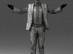 000297 Businessman in Blue Suit with Open Arms 1016 3D Model