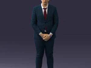 000298 Empresario de traje azul con corbata roja 1016 Modelo 3D