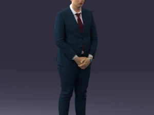 000298 Businessman in Blue Suit with Red Tie 1016 3D Model