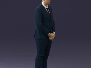 000298 Businessman in Blue Suit with Red Tie 1016 3D Model