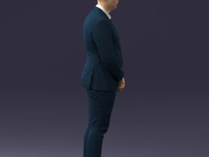 000298 Businessman in Blue Suit with Red Tie 1016 3D Model