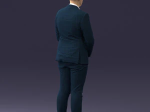 000298 Businessman in Blue Suit with Red Tie 1016 3D Model